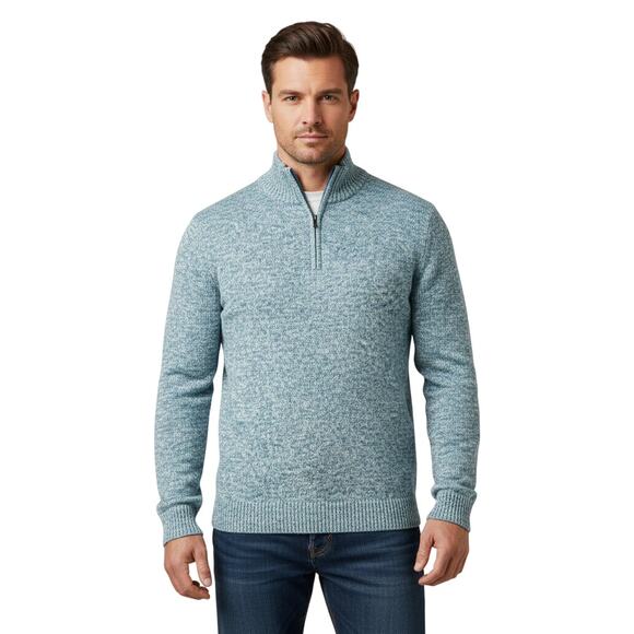 Even Tide 1/4 Zip Sweater Pullover Blue Knit Long Sleeve Cotton Blend NWT Medium - Picture 1 of 10